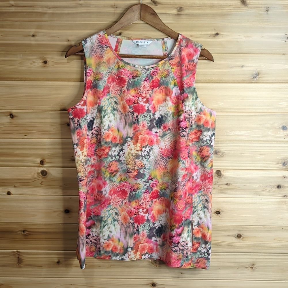 Sleeveless Floral Print Tank Top - Coral Multi